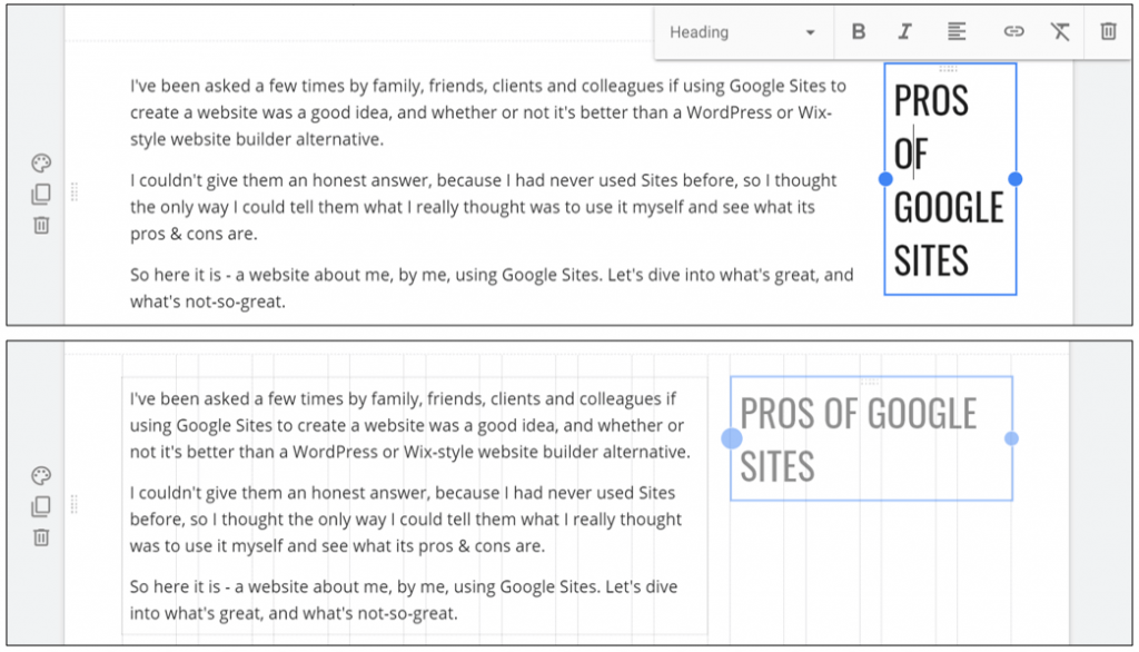 What are the cons of using Google Sites?